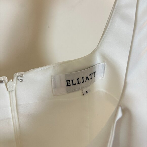 ELLIATT Amelie Square Neck Duchesse Satin Cocktail Minidress in Ivory Large - Picture 5 of 7